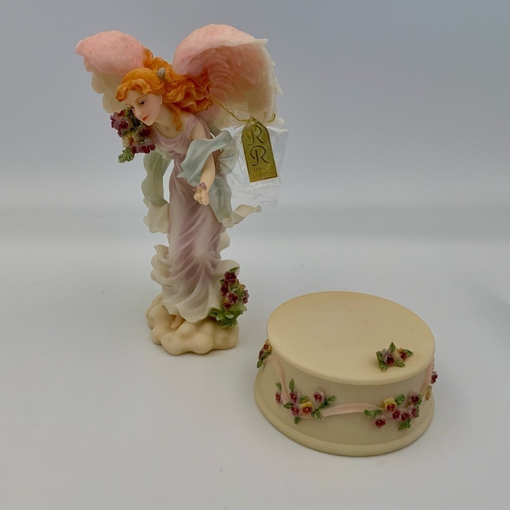 Roman Seraphim Angel Pansy 2000 Limited Edition Daisy 2 Pc Set Figurine And Base - Picture 4 of 10